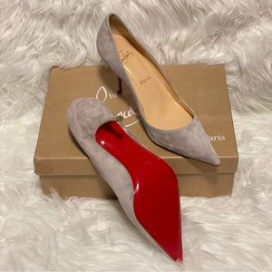 Christian Louboutin Clare 80 Veau Velours Pumps Fume / Silver 37